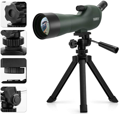 Emarth 20-60x60 Angled Spotting Scope with 14-Inch Tripod, BAK-4 Prism, Waterproof Fogproof Design, Carrying Case & Phone Adapter for Birding, Hunting & Outdoor Observation