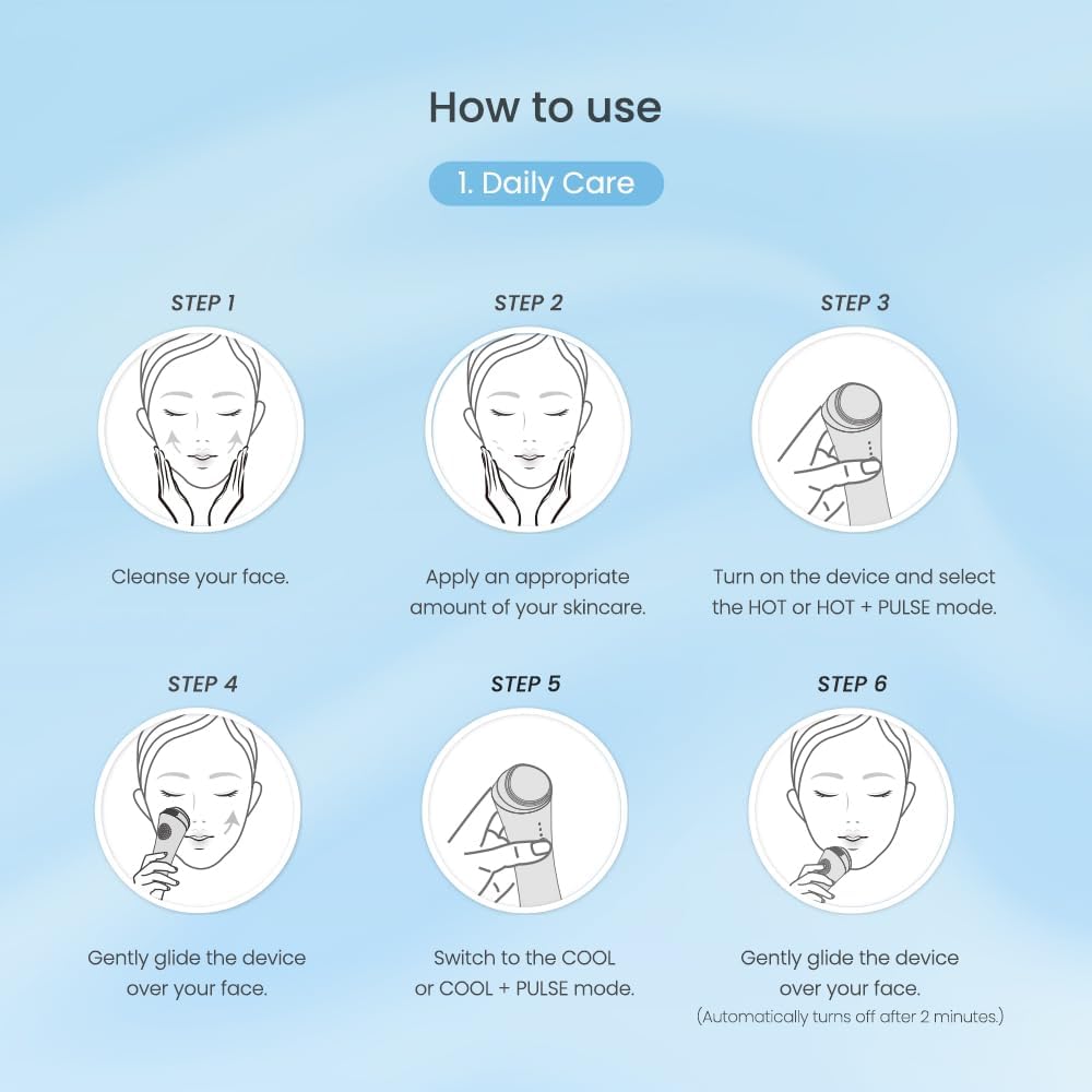 Depuffing Wand, Hot & Cool Face Massager with Thermal Cryo Vibration Welo 3-in-1 facial massager with 42°C heat, 6°C cooling and pulse vibration for depuffing, pore care and daily skincare