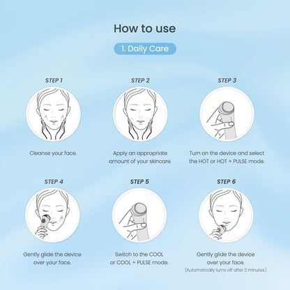 Depuffing Wand, Hot & Cool Face Massager with Thermal Cryo Vibration Welo 3-in-1 facial massager with 42°C heat, 6°C cooling and pulse vibration for depuffing, pore care and daily skincare