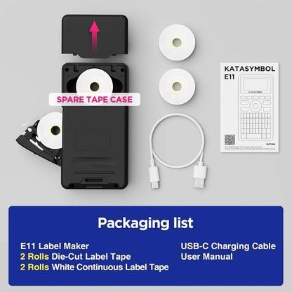 SUPVAN E11 Keyboard & Bluetooth Label Maker | Rechargeable Thermal Printer with 4 Tapes, 30+ Fonts & 660+ Icons