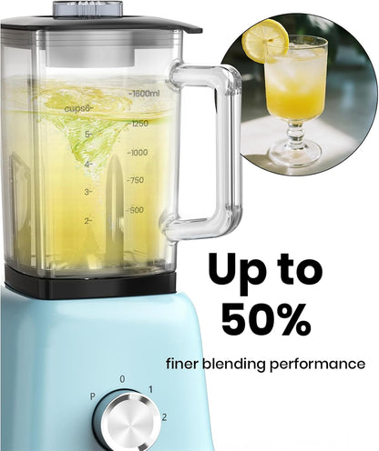 Countertop Blender, Smoothies and Kitchen Use, Smoothie Maker 58Oz Glass Jar With To-Go Cup, Countertop Design, Kitchen Appliance, Ice Crushing, Milkshake, Self-Cleaning, 25000PRM