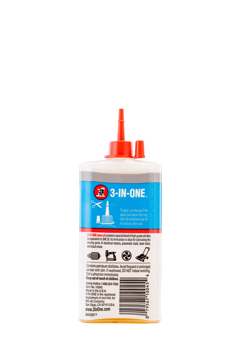 3-IN-ONE Motor Oil, SAE 20 Electric Motor Lubricant, 3 oz Bottles, 24-Pack for 1/4 HP & Larger Motors