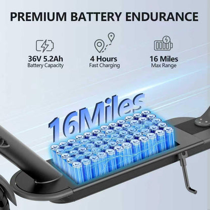 MAXSHOT V7 Electric Scooter for Adults, 350W Motor, Up to 19 MPH, 16-Mile Range, 8.5-Inch Solid Tires, Dual Suspension, Folding Commuter E-Scooter with App Control