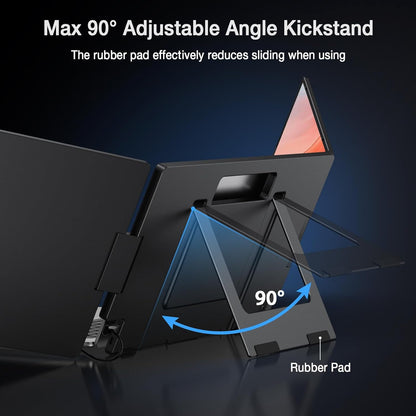 KYY Extensor de pantalla para laptop de 15.6", Monitor portátil FHD IPS de 1080P, un solo cable USB-C, triple monitor, pantalla dual de viaje para laptops de 12"-17", rotación de 360° y soporte, X90D (Requiere controlador)