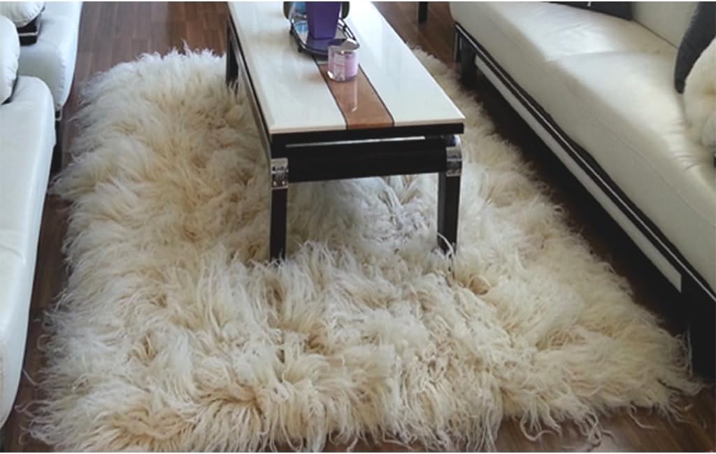 Unruly and Gorgeous flokati Rug. Exotic 6" Wool Pile. 100% Natural Wool. Shaggy Organic Area Rug (5x7)