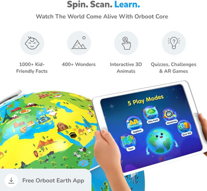 Shifu PlayShifu Orboot Earth Interactive AR World Globe for Kids, 1000+ Facts, Animals, Places & Monuments, STEM Learning Toy, Ages 4–10, Blue