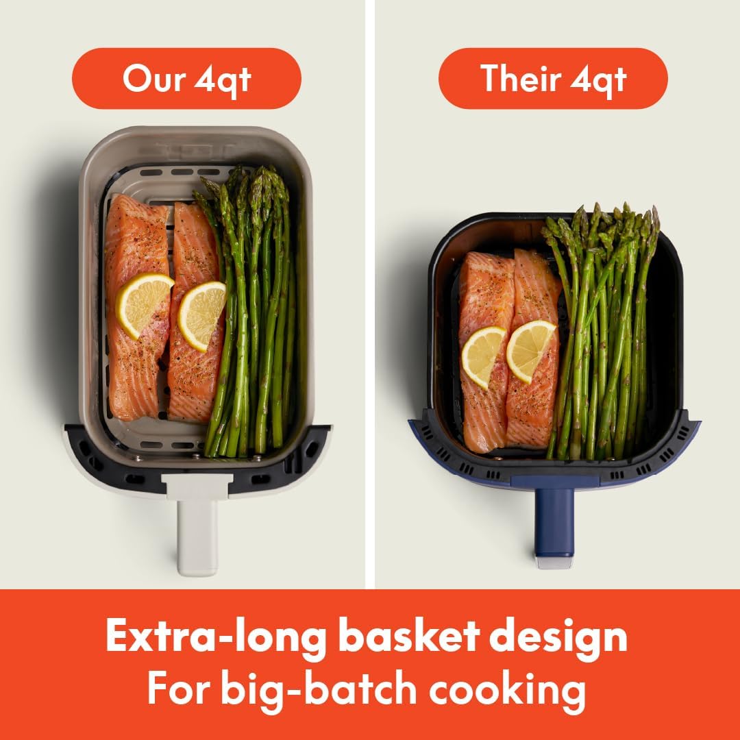 bella Fits-anywhere Slim 4qt Air Fryer, Non-Toxic Coating, Oatmilk