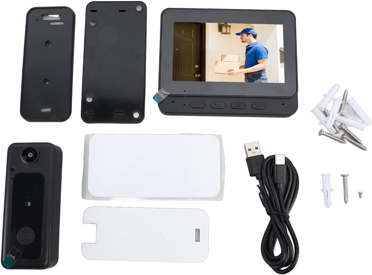 HyperionFlo Essentials Smart Video Doorbell with 4.3-Inch 1080P HD Monitor, Night Vision, 170° Wide-Angle Camera & 2-Way Audio