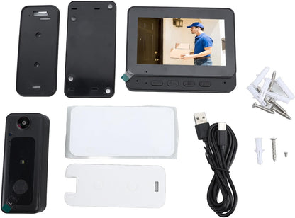 HyperionFlo Essentials Smart Video Doorbell with 4.3-Inch 1080P HD Monitor, Night Vision, 170° Wide-Angle Camera & 2-Way Audio