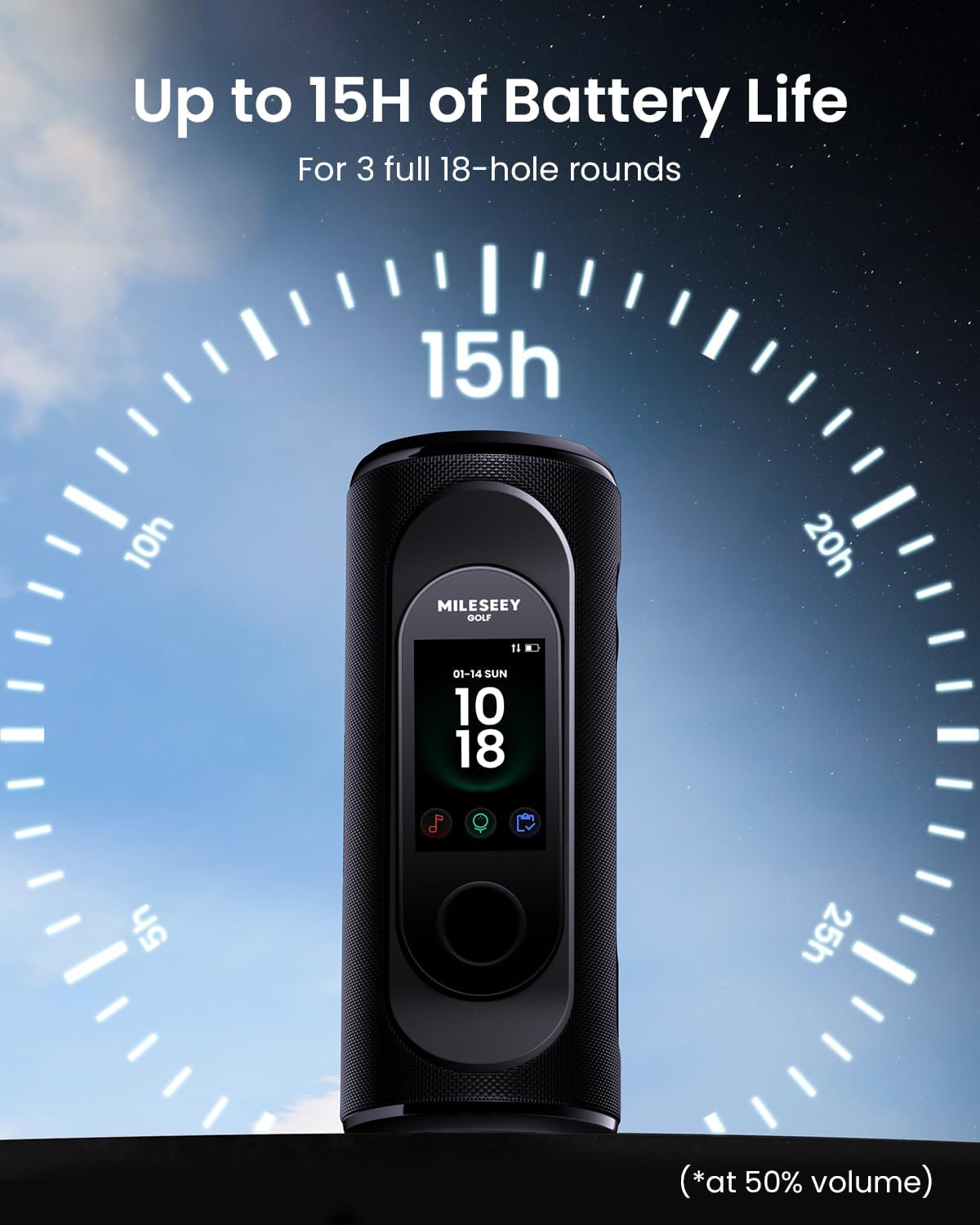 MiLESEEY GeneSonic Pro Golf GPS Speaker with 43K+ Courses No-Subscription Detachable GPS Handheld Rangefinder, MagLock, Color Touchscreen, Visual & Audible Yards, Layup/FCB/Hazard, 15H Battery, IP67