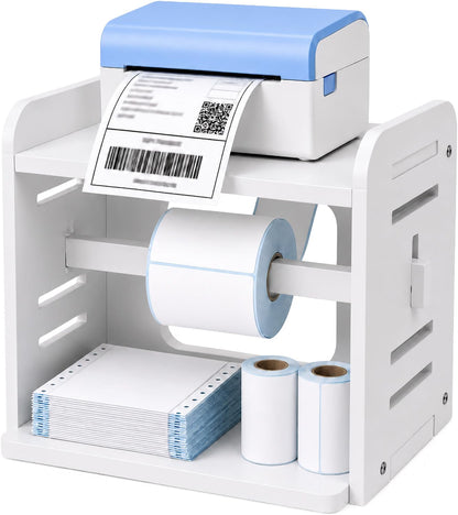 HyperionFlo Essentials 3-in-1 Thermal Label Holder Stand for 4 x 6 Labels, Roll & Fan-Fold Label Organizer, White PVC