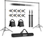 EMART 10x7FT Adjustable Backdrop Stand, Retractable Crossbar Photography Background Stand with Tripod Base, Carry Bag & Clips for Party, Studio, Wedding & Photoshoot
