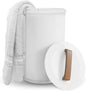SAMEAT Heated Towel Warmers for Bathroom - Large Towel Warmer Bucket, Wood Handle, Auto Shut Off, Fits Up to Two 40"X70" Oversized Towels, White