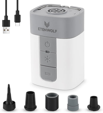 ETENWOLF Air Pump for Inflatables with 10400 mAh Battery & Camping Light 4X Quick Inflator & Deflator, 720 L/min Portable Electric Air Pump for Pool Floats, Air Mattress, Vacuum Storage Bags