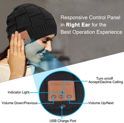 FULLLIGHT TECH Bluetooth Beanie Hat Headphones | 23H Wireless Music, Hands-Free Calls & Warm Winter Beanie
