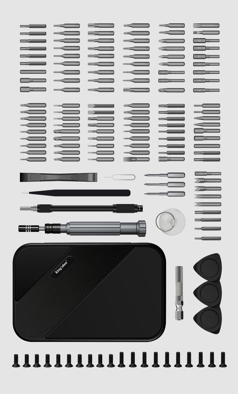 HyperionFlo Essentials 150-in-1 Precision Screwdriver Set, 120 Magnetic Bits & 30-Piece Tool Kit for Electronics, Computers, Phones, Watches, Cameras & Laptops, Black/Silver