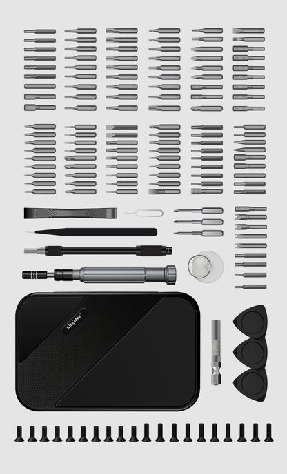 HyperionFlo Essentials 150-in-1 Precision Screwdriver Set, 120 Magnetic Bits & 30-Piece Tool Kit for Electronics, Computers, Phones, Watches, Cameras & Laptops, Black/Silver