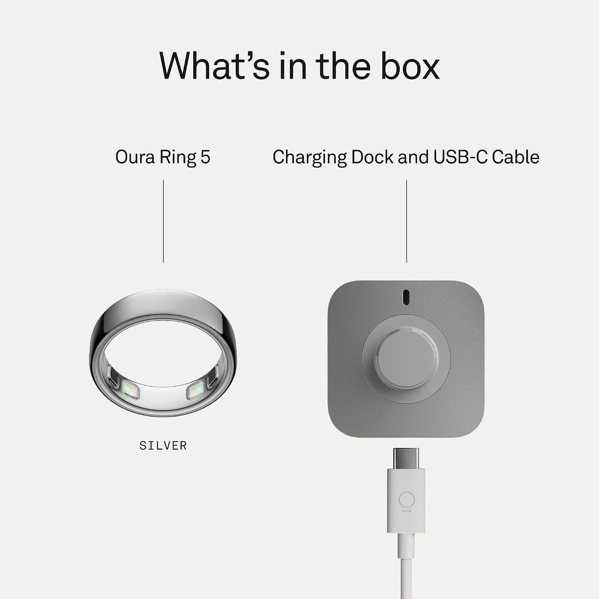 OURA Ring 5 Smart Ring | Silver Size 10, Fitness & Sleep Tracker, Health Monitoring & AI Advisor