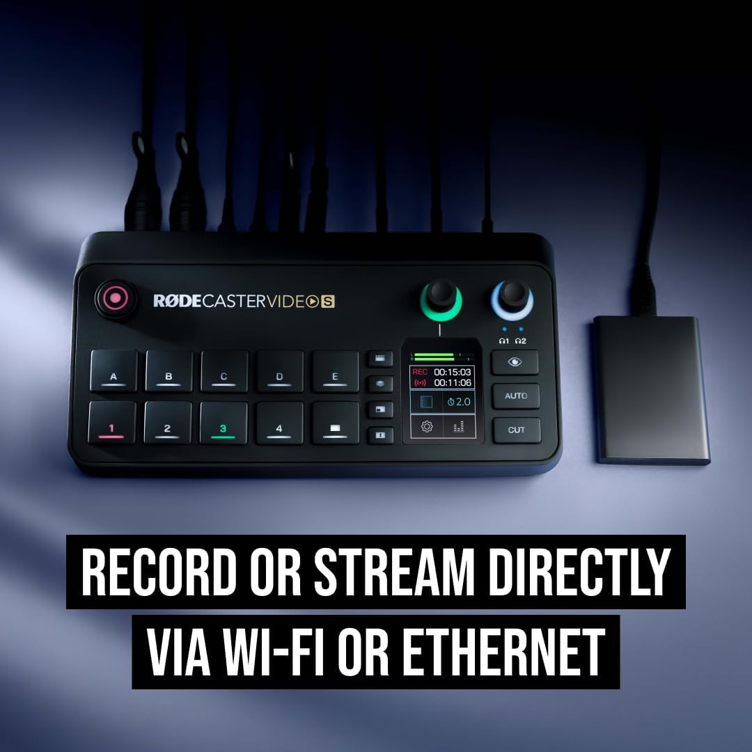 RØDE RØDECaster Video S | Podcast Video Switcher & Audio Interface with HDMI, USB, XLR, Multi-Source Scenes, Media Playback & Direct Streaming