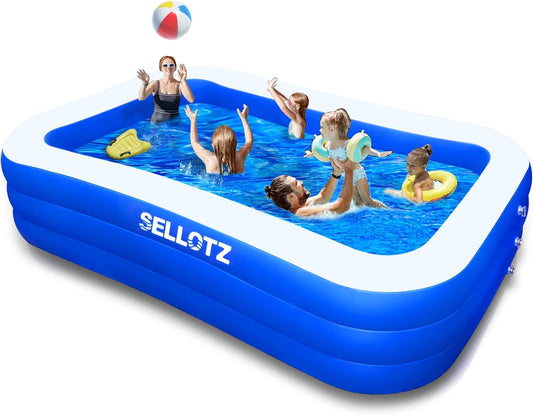 SELLOTZ Inflatable Pool for Kids and Adults, 120" X 72" X 22" Oversized Thickened Family Swimming Pool for Toddlers, Outdoor, Garden, Backyard, Summer Water Party