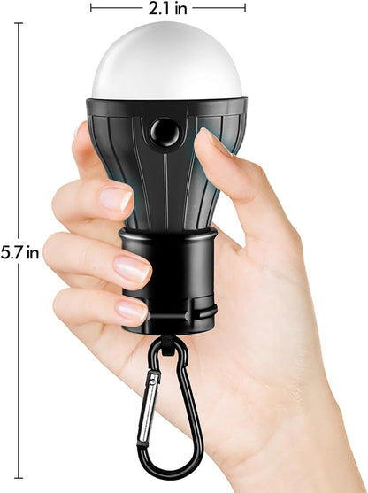 FLY2SKY Portable LED Camping Lights, 4-Pack Multicolor Tent Lanterns with Clip Hook, 150 Lumens Battery-Powered Emergency Lights, 3 Modes for Camping, Hiking & Power Outages