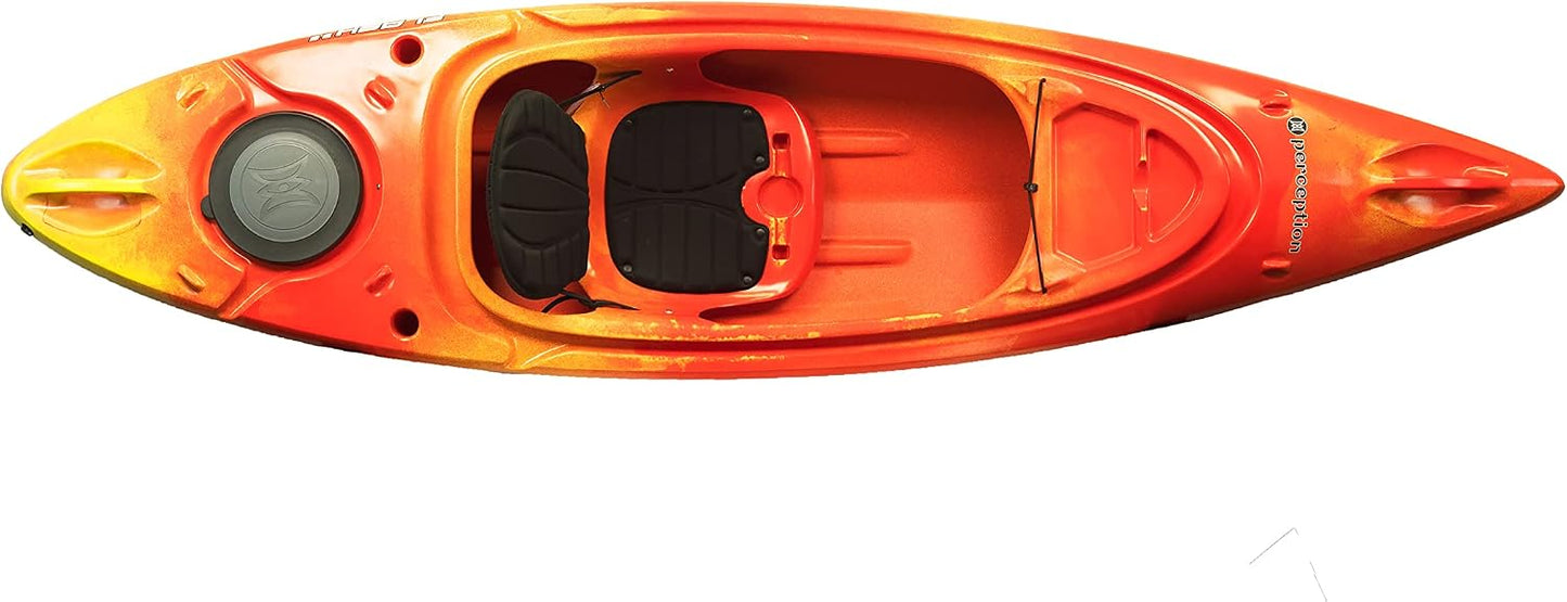 Perception Flash 9.5 Sit-Inside Kayak, 9.5-Foot Recreational Kayak with Rod Holders and Rear Storage, 325 lb Capacity, Sunset