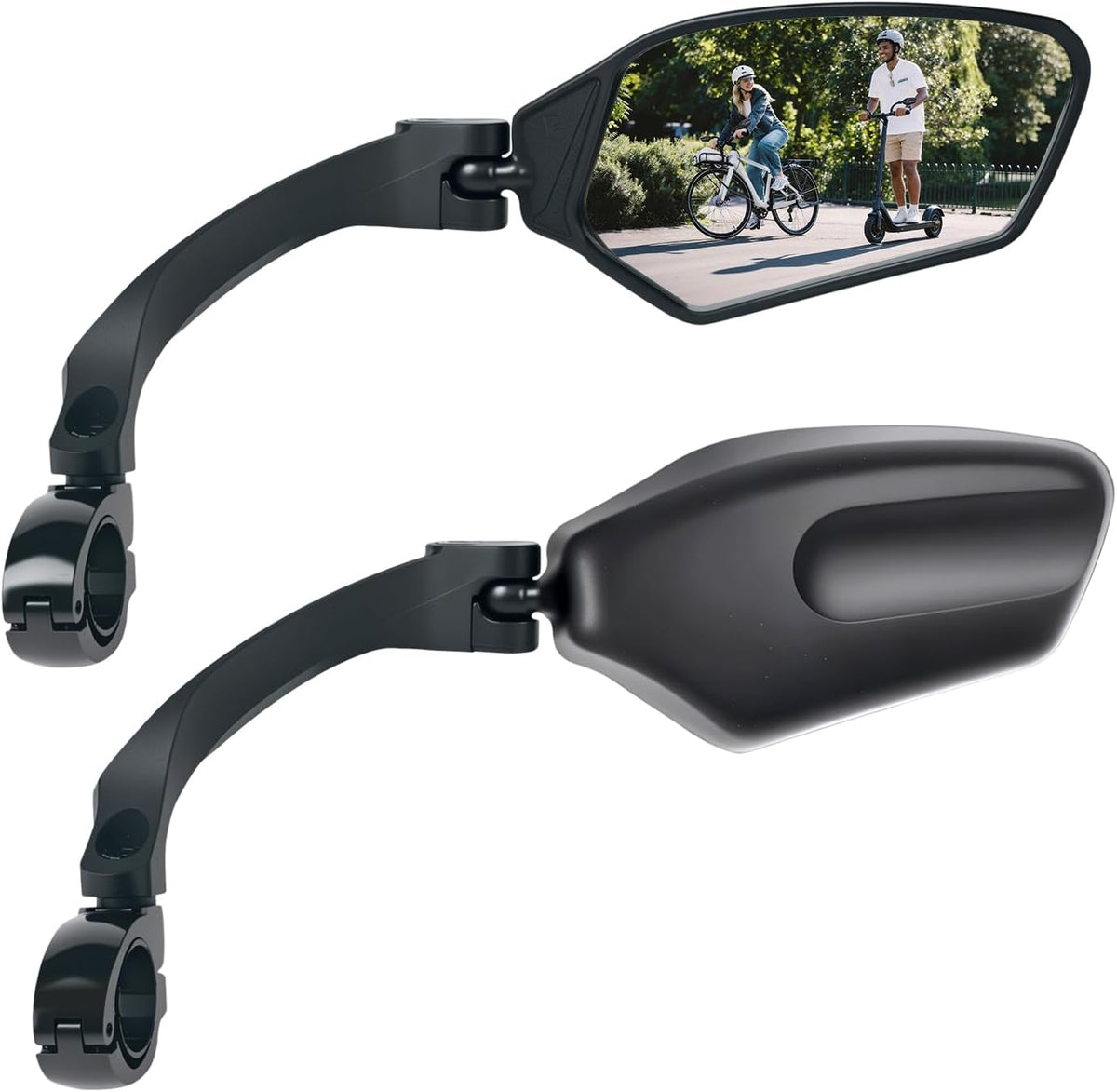 TXZSXS Adjustable Handlebar Bike Mirrors, Left & Right Bicycle Mirror Set, HD Shatterproof Convex Glass, 360° Rotatable Universal Rearview Mirrors for MTB, E-Bikes & Scooters, Black