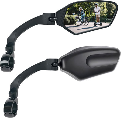 TXZSXS Adjustable Handlebar Bike Mirrors, Left & Right Bicycle Mirror Set, HD Shatterproof Convex Glass, 360° Rotatable Universal Rearview Mirrors for MTB, E-Bikes & Scooters, Black