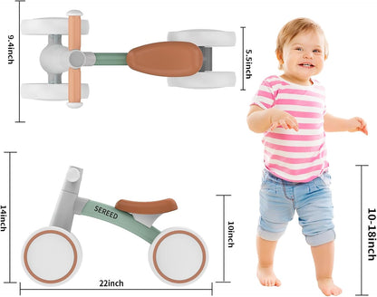 SEREED Baby Balance Bike for 1 Year Old, Toddler First Bike for Boys & Girls, 12–24 Months, Lightweight No-Pedal Learning Bike, Green