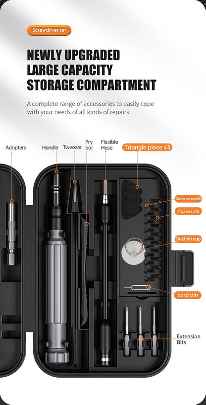 HyperionFlo Essentials 150-in-1 Precision Screwdriver Set, 120 Magnetic Bits & 30-Piece Tool Kit for Electronics, Computers, Phones, Watches, Cameras & Laptops, Black/Silver