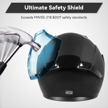 helmelkin Modular Flip-Up Motorcycle Helmet for Men & Women, DOT Approved Full-Face Helmet with Dual Visor, Ventilation & Adjustable Strap, Large, Black