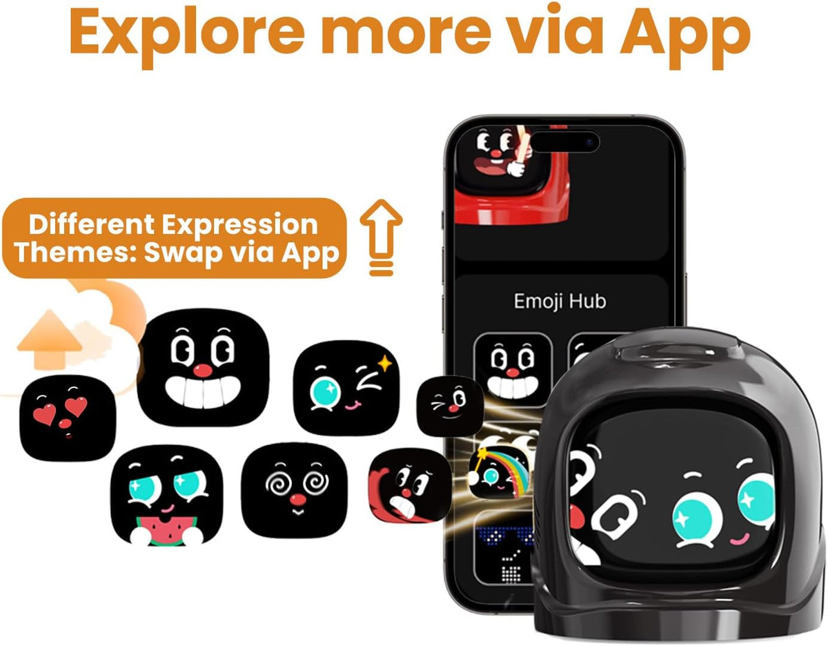 Smart Car Dashboard Robot Ornament, Car Gift (Red, Vibrant Sets) 300+ Dynamic Expressions with Sound Effects, Emotional Driving Companion, Built-in gyro sensor, APP & OTA update.
