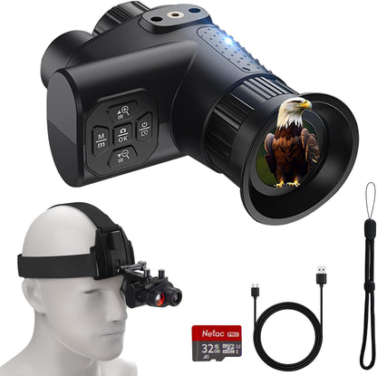 Wurapl 4K Night Vision Monocular for Adults, Digital Infrared Night Vision Device with Starlight Sensor, 7-Level IR Brightness, 8X Digital Zoom, 300–400M Viewing Range, IP54, for Hunting, Wildlife & Outdoor Use