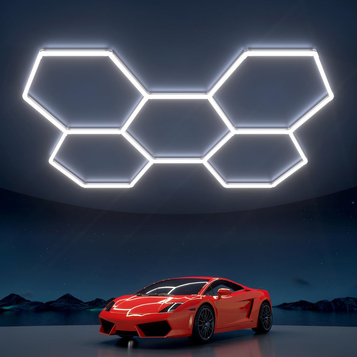 Hexagon Garage Lights: 168W 5 Grids LED Garage Lights - Easy Install 6500K Super Bright Honeycomb Light for Workshop Warehouse Car Detailing Shop Exhibition Hall Gym