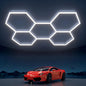 Hexagon Garage Lights: 168W 5 Grids LED Garage Lights - Easy Install 6500K Super Bright Honeycomb Light for Workshop Warehouse Car Detailing Shop Exhibition Hall Gym