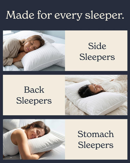 Beckham Hotel Collection Bed Pillows Standard/Queen Size Set of 2 Original Soft Down Alternative Pillow for Sleeping, Soft Support for Back, Stomach or Side Sleepers