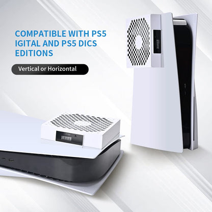 G-STORY PS5 Cooling Fan | Auto 3-Speed Adjustable Console Cooler with LED Temperature Display & RGB Lighting