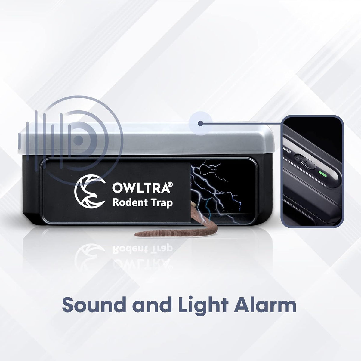 OWLTRA 2 Pack OW-7 in-/Outdoor Electric Rodent Trap, Instant Eliminate Rodent Zapper with Waterproof Cover, Sound & Light Alarm, and Batteries or USB Power Source, Waterproof Grade IPX4, Black