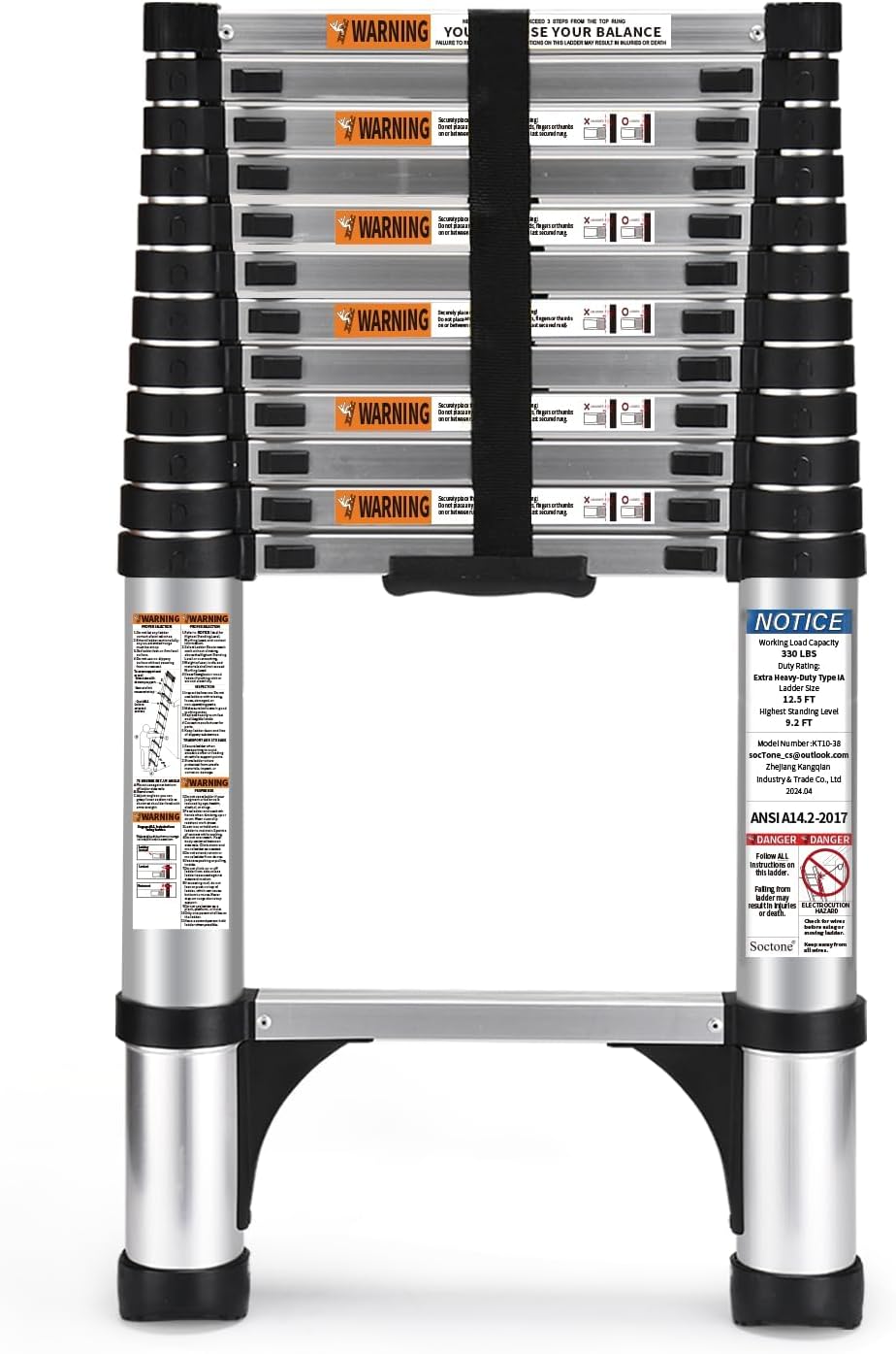 SocTone Telescoping Ladder, Stabilizers, Extension Ladder(12.5FT Standard)