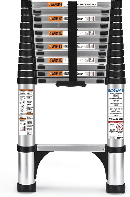 SocTone Telescoping Ladder, Stabilizers, Extension Ladder(12.5FT Standard)