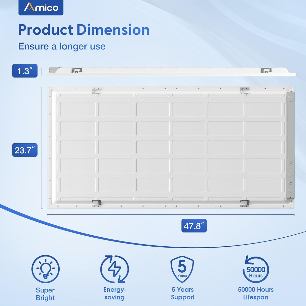 Amico 24 Pack 2x4 LED Flat Panel Light with 3CCT Selectable, 50W, ETL/FCC 4000K/5000K/6500K, 30W/40W/50W, 0-10V Dimmable, 6250LM Super Bright LED Drop Ceiling Fixtures for Office Meeting Classroom