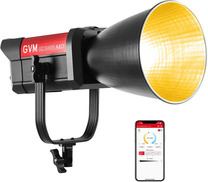GVM 300W LED Video Light, 221950lux/1m, AIO SD300B Photography Lighting Kit with APP Control, 2700K-6800K Studio Light Continuous Lighting Kit for YouTube,Film,12 Scene Effects