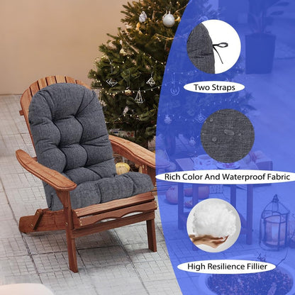 Outdoor Rocking Chair Cushion Set of 4 for Adirondack Chair, High Back Patio Outdoor Seat Chair Cushion 49x19in,Charcoal Black