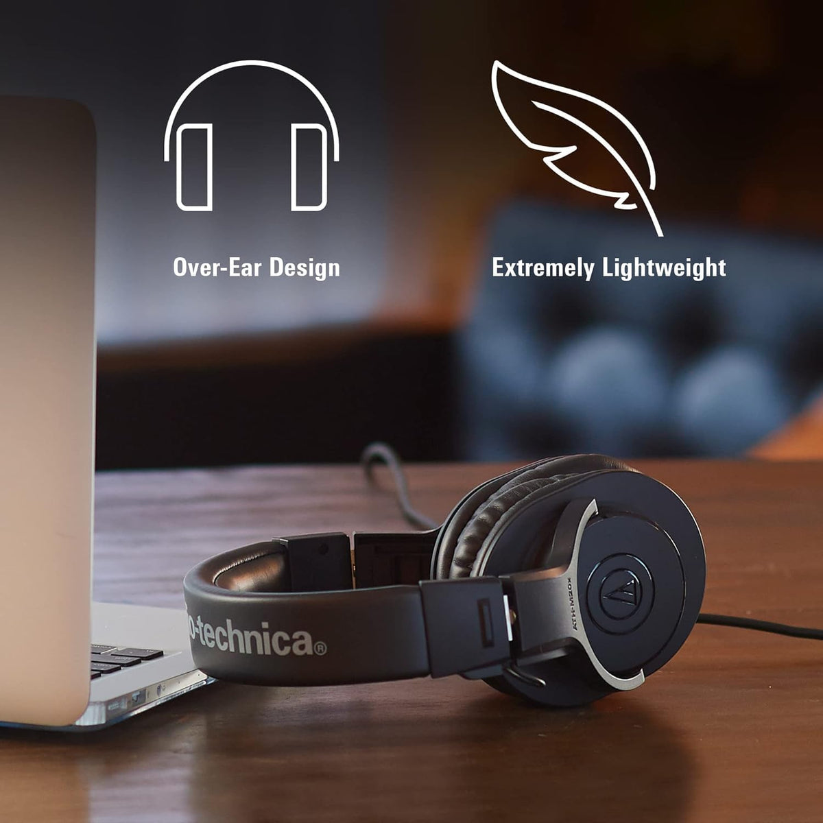Audio-Technica ATH-M20x Professional Studio Monitor Headphones | 40mm Drivers, Closed-Back Design, 47 Ohm & 3m Cable