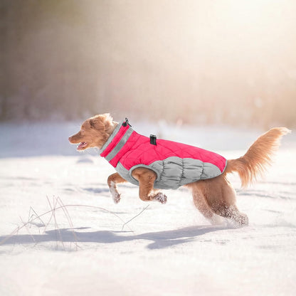 Warm Dog Winter Coat, Waterproof Dog Jacket with Built-In Harness, Reflective Fleece Vest, X-Small, Neon Pink