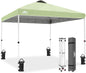 EAGLE PEAK 10x10 Pop Up Canopy Tent, Easy Setup Outdoor Canopy with Vented 150D Silver-Coated Top, Steel Frame, UPF 50+ Sun Protection & Weight Bags, Smoke Green
