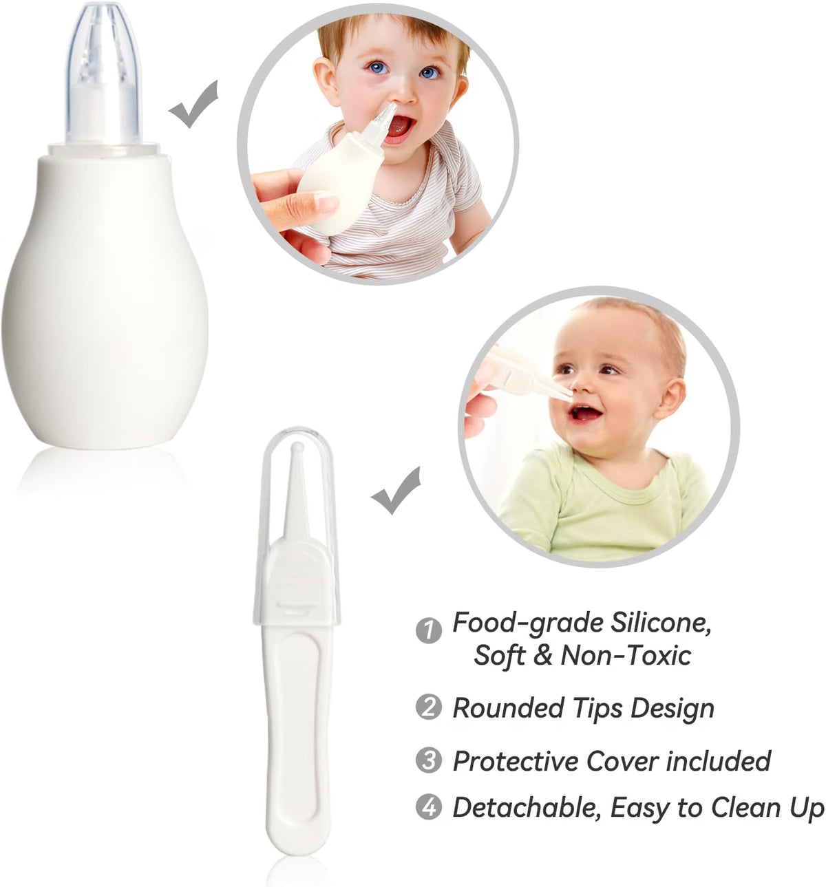 WXA 14-in-1 Baby Grooming Kit for Newborns, Infant Safety Care Set with Hair Brush, Comb, Nail Care Tools, Nasal Aspirator, Medicine Dropper & Portable EVA Case, Gray & White