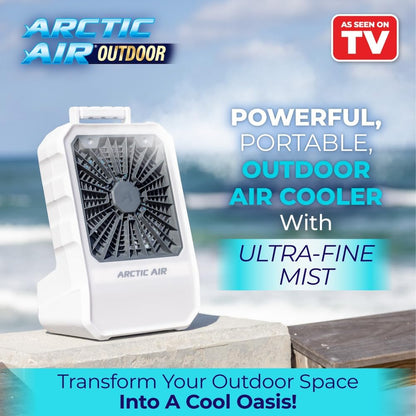 Arctic Air Outdoor Evaporative Cooler, Portable & Ultra-Quiet Air Cooler with 4 Fan Speeds, USB Rechargeable, 6-Hour Battery Life, Great for the Beach, Pool, Deck, Garden & More,White