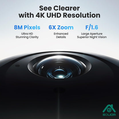 SOLIOM 4K Solar Security Cameras Wireless Outdoor System, 4-Cam Kit