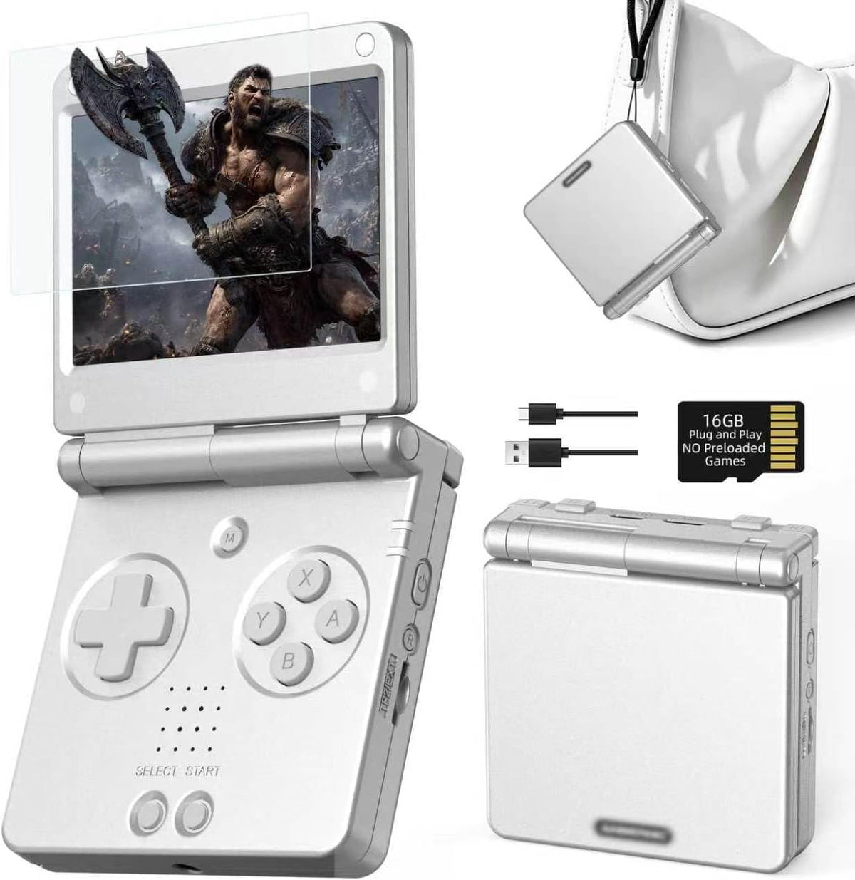 RG SP Flip Retro Handheld Game Console for Commute Travel 30+ Game Emulator Linux 16GB Support 2.4G/wired/BT Controller HDMI Wi-Fi Multiplayer 3.4 IPS 3300mAh NO Preloaded Game RG SP Silver Visit the Ayhgicxt Store